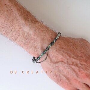 Fall New Arrivals - men's mixed gemstone with silver stainless steel bracelet
